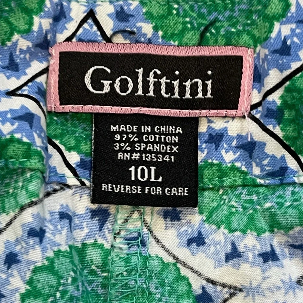 Golftini‎ Green Blue Geometric Medallion Golf Skort Womens Size 10L Zip Side